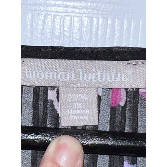 NWOT A WOMAN WITHIN Pleated Floral Beaded Neckline Blouse Plus Size 1X 22/24 - Picture 7 of 11